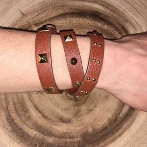 Leather Wrap Bracelet with Gold Accents!